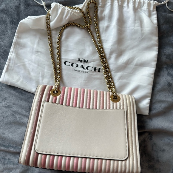 Coach Leather Shoulder Bag – Striped, Chain Strap - Picture 11 of 11
